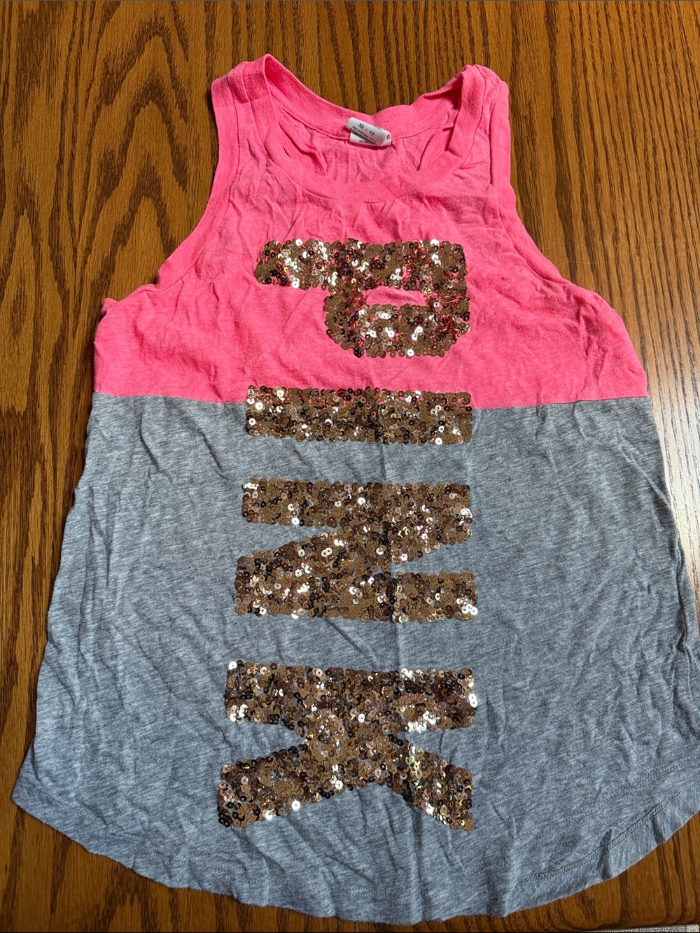 PINK Victoria's Secret Neon Pink and Heather Gray Sequin Logo Tank
